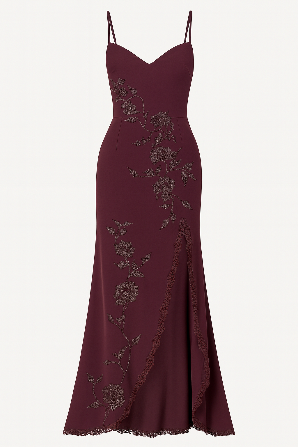 Merlot Bloom Slit Dress